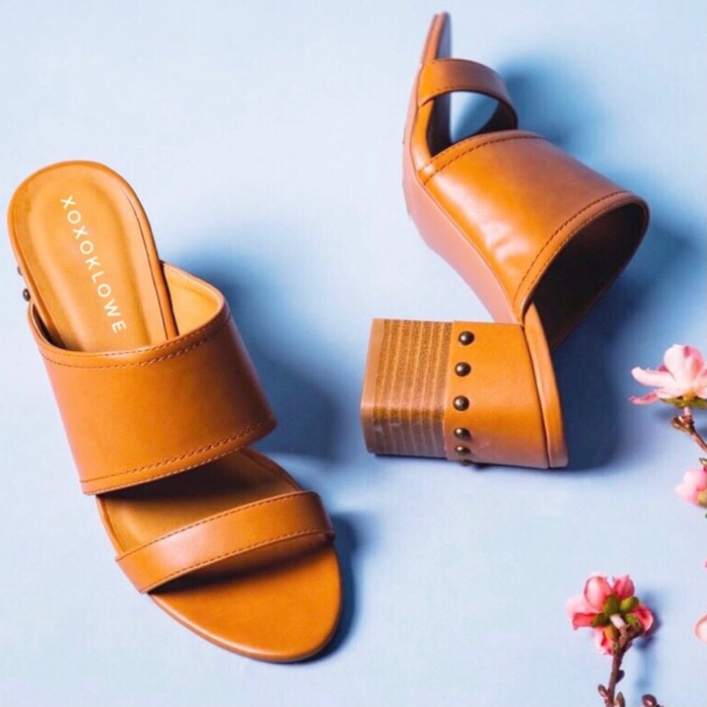 Sz 6 & 7 Embellished Chunky Heel Mule Slide Sandals